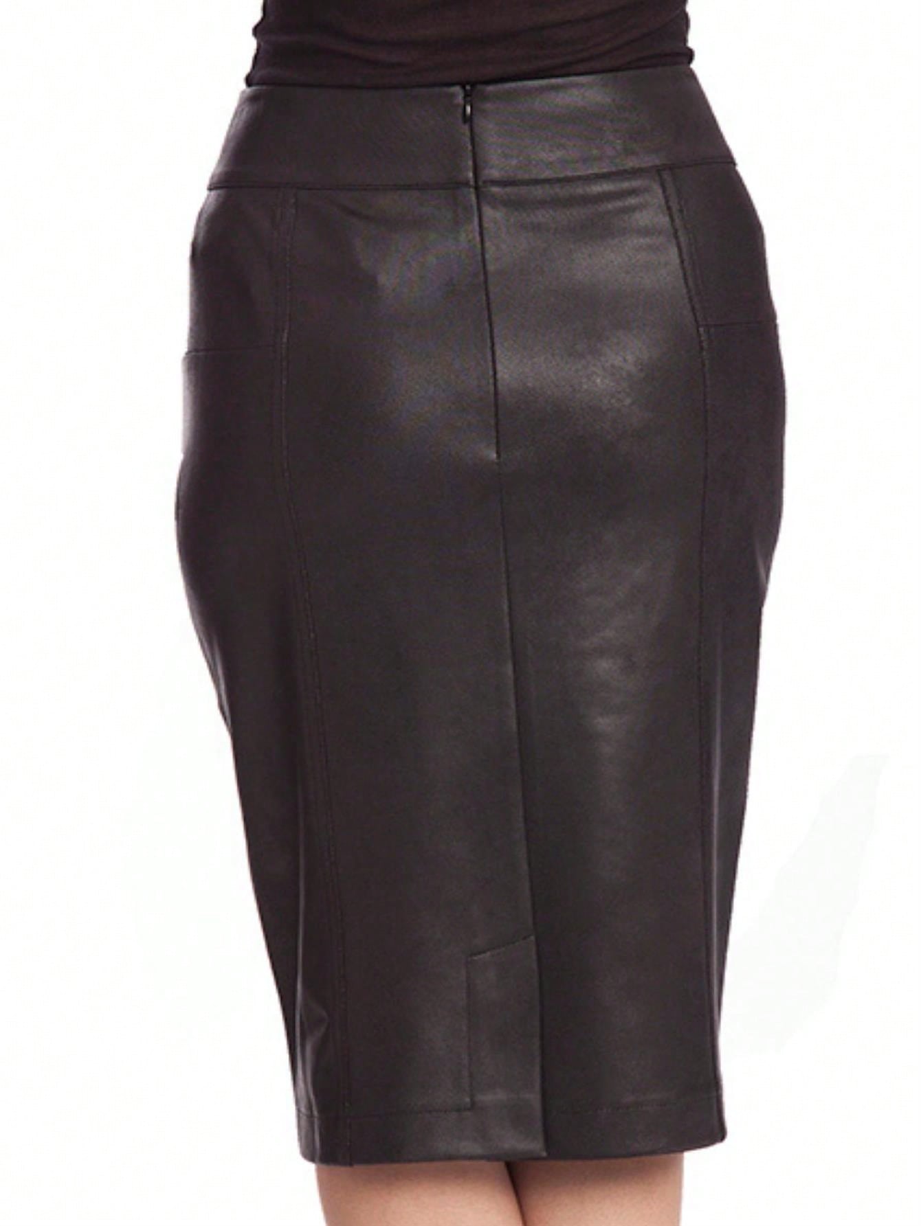 Black Angel Microfiber Leather Long Skirt 