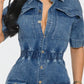 Short Sleeve Denim Jumpsuit 