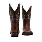 No Zipper Brown Texas Cowboy Boots 