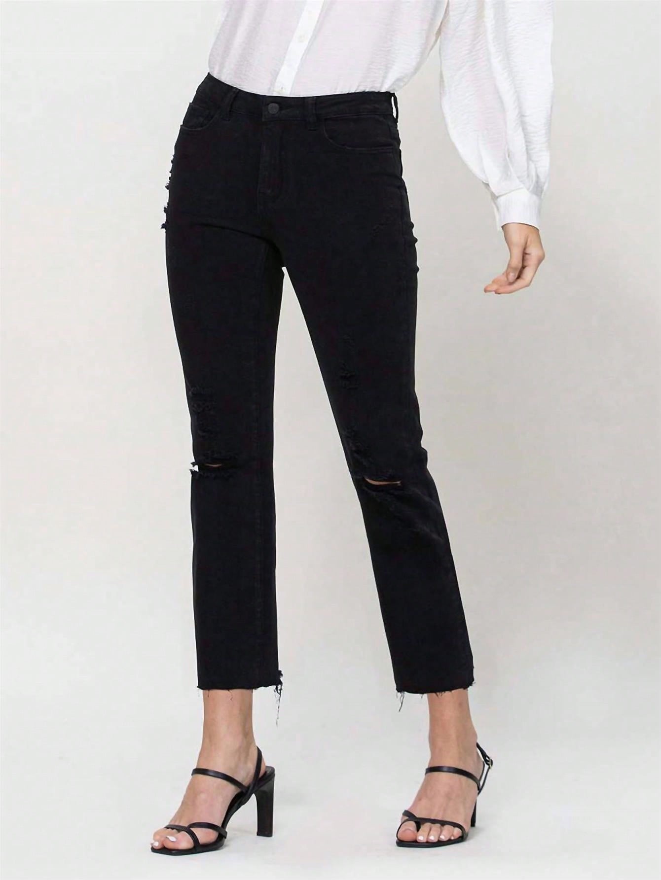 FLYING MONKEY  High Rise CROP STRAIGHT Jeans 