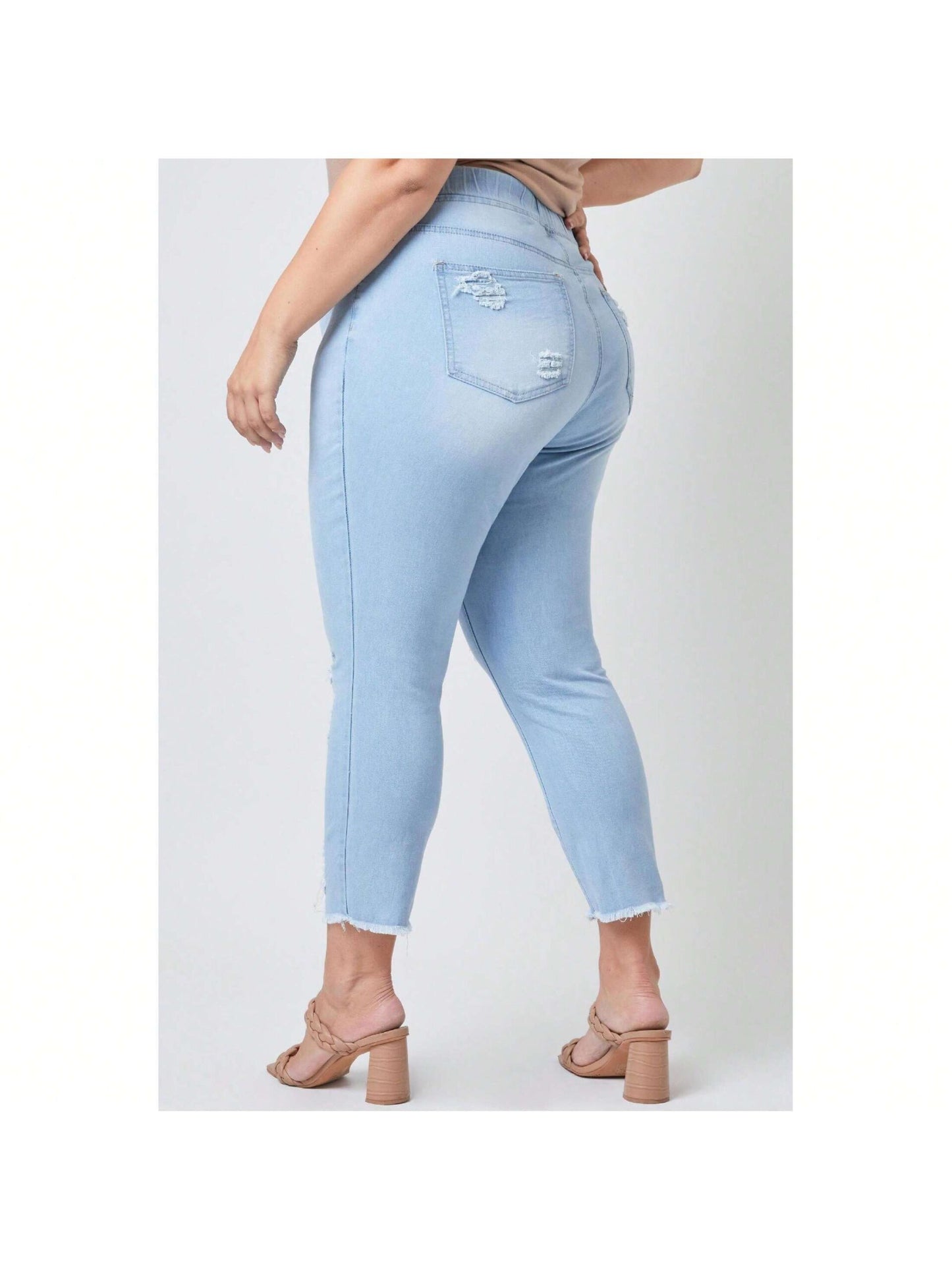 Plus Size Women's  Denim Ankle Jogger Jeans 