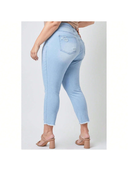 Plus Size Women's  Denim Ankle Jogger Jeans 