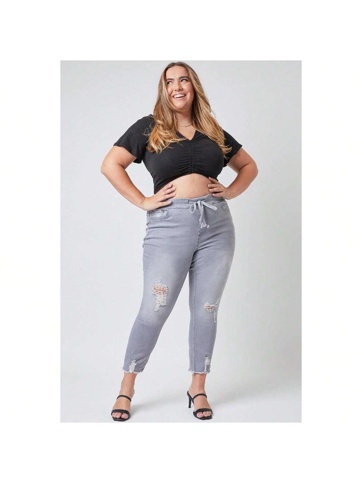 Plus Size Women's  Denim Ankle Jogger Jeans 