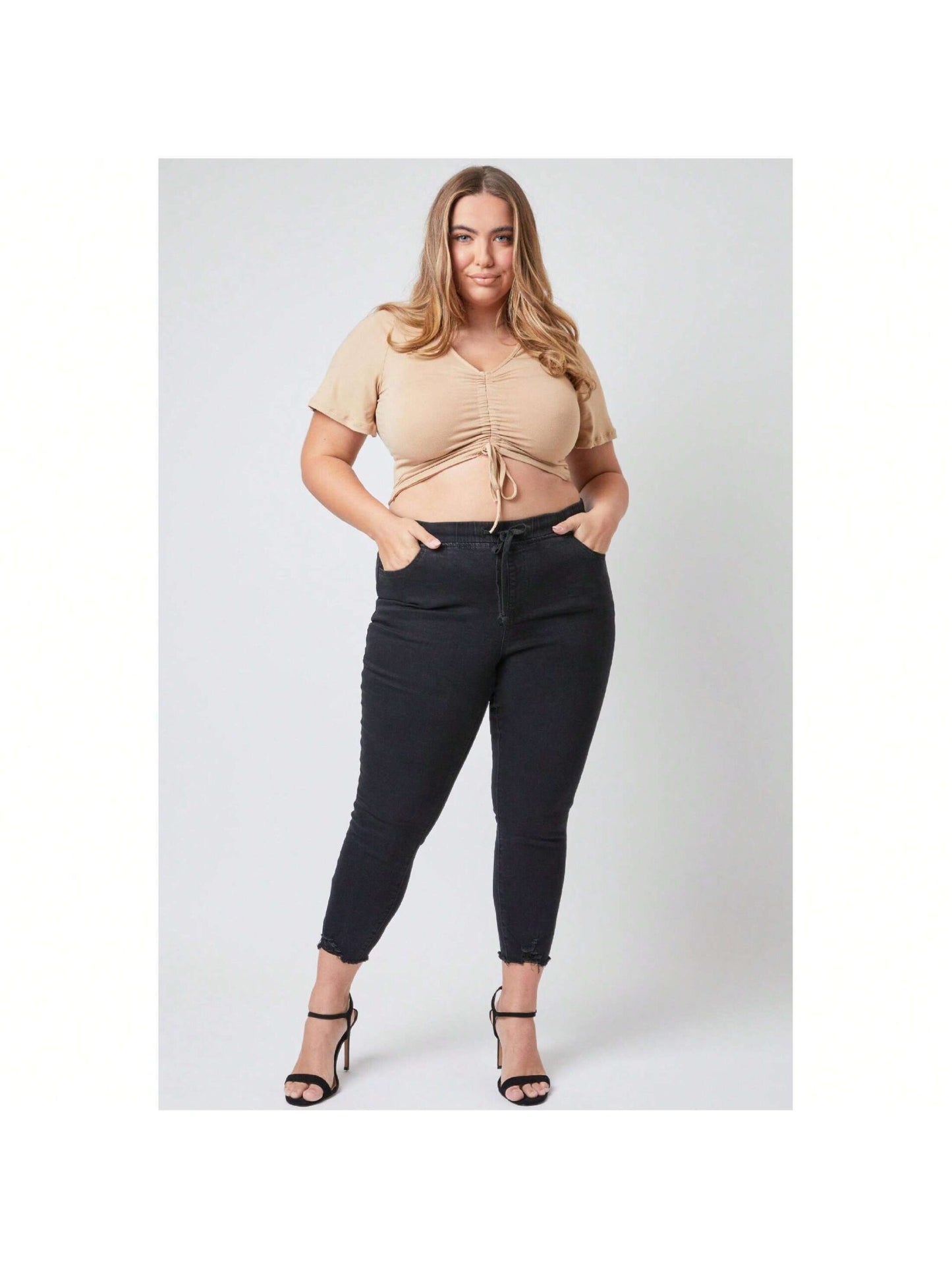 Plus Size Women's  Denim Ankle Jogger Jeans 