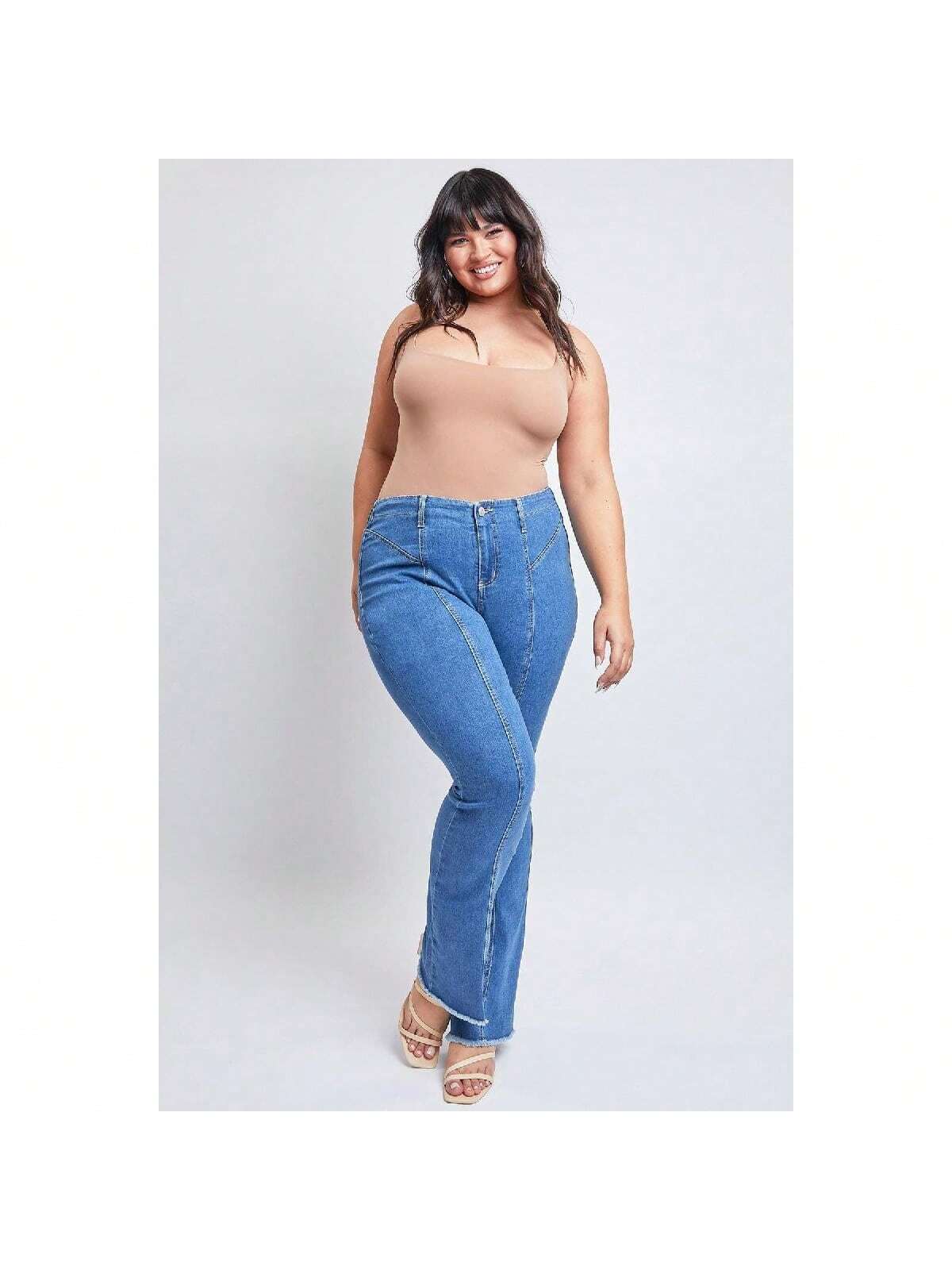 Plus Size Women's  Flare Jeans With Front Seam 