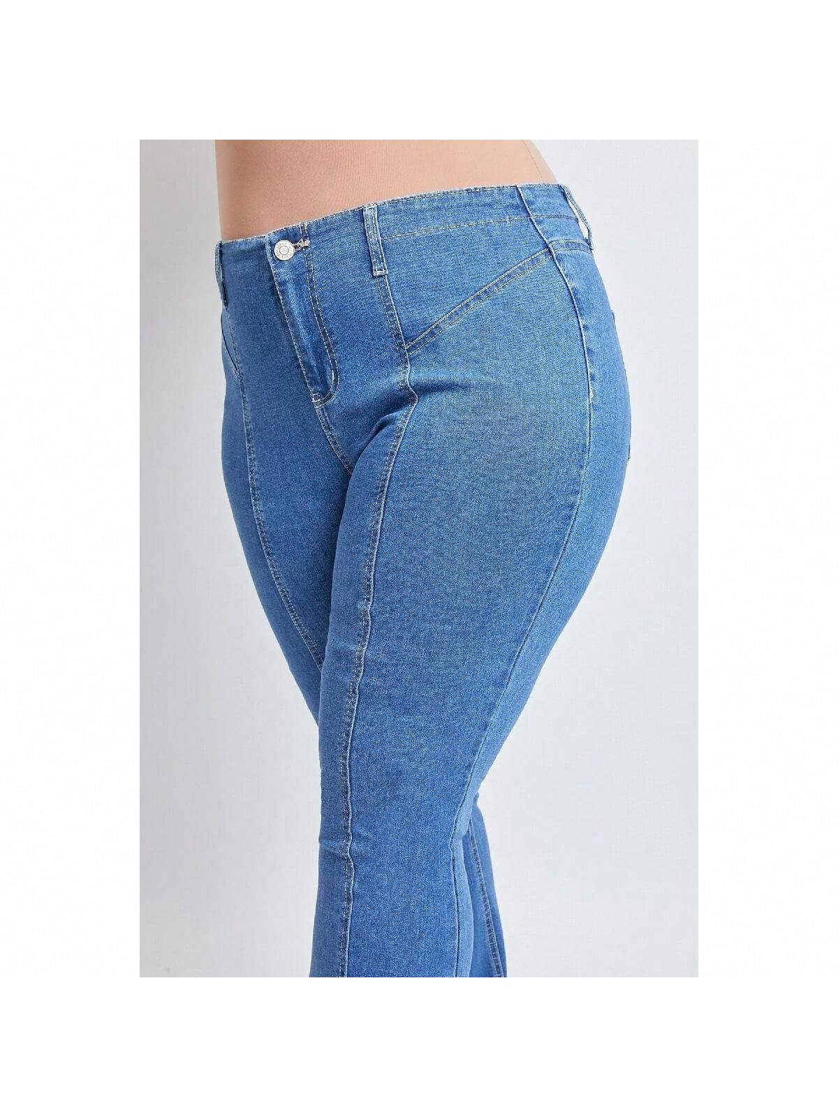 Plus Size Women's  Flare Jeans With Front Seam 