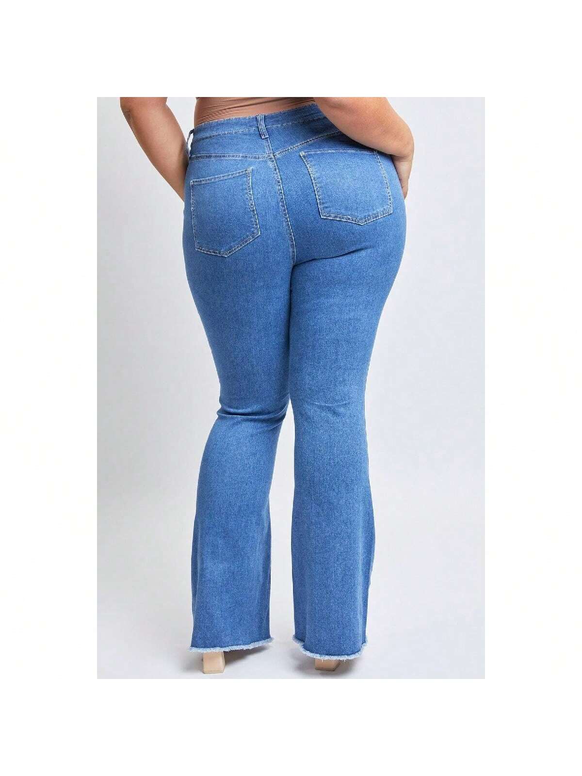 Plus Size Women's  Flare Jeans With Front Seam 