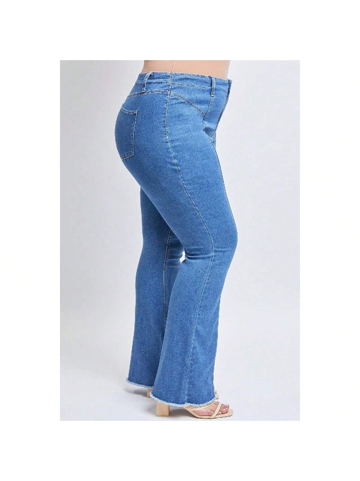 Plus Size Women's  Flare Jeans With Front Seam 