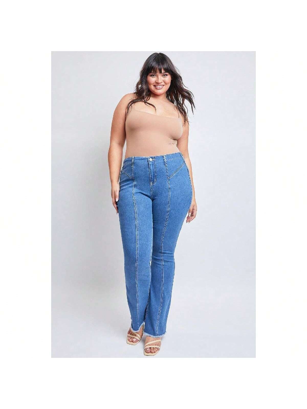 Plus Size Women's  Flare Jeans With Front Seam 