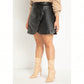 Plus Size Faux Leather Black Mini Skirt 