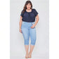 Plus Size High-Rise Double Rolled Cuff Crop Jeans 