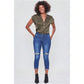 High Rise Hi-Low Frayed Hem Cropped Jeans 