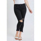 High Rise Hi-Low Frayed Hem Cropped Jeans 