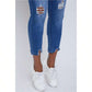 High Rise Ankle Jeans With Destructed Hem 