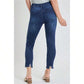 High Rise Ankle Jeans With Destructed Hem 