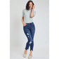 High Rise Ankle Jeans With Destructed Hem 