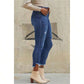 Curvy Fit High Rise Frayed Slanted Ankle Jeans 