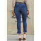 Curvy Fit High Rise Frayed Slanted Ankle Jeans 