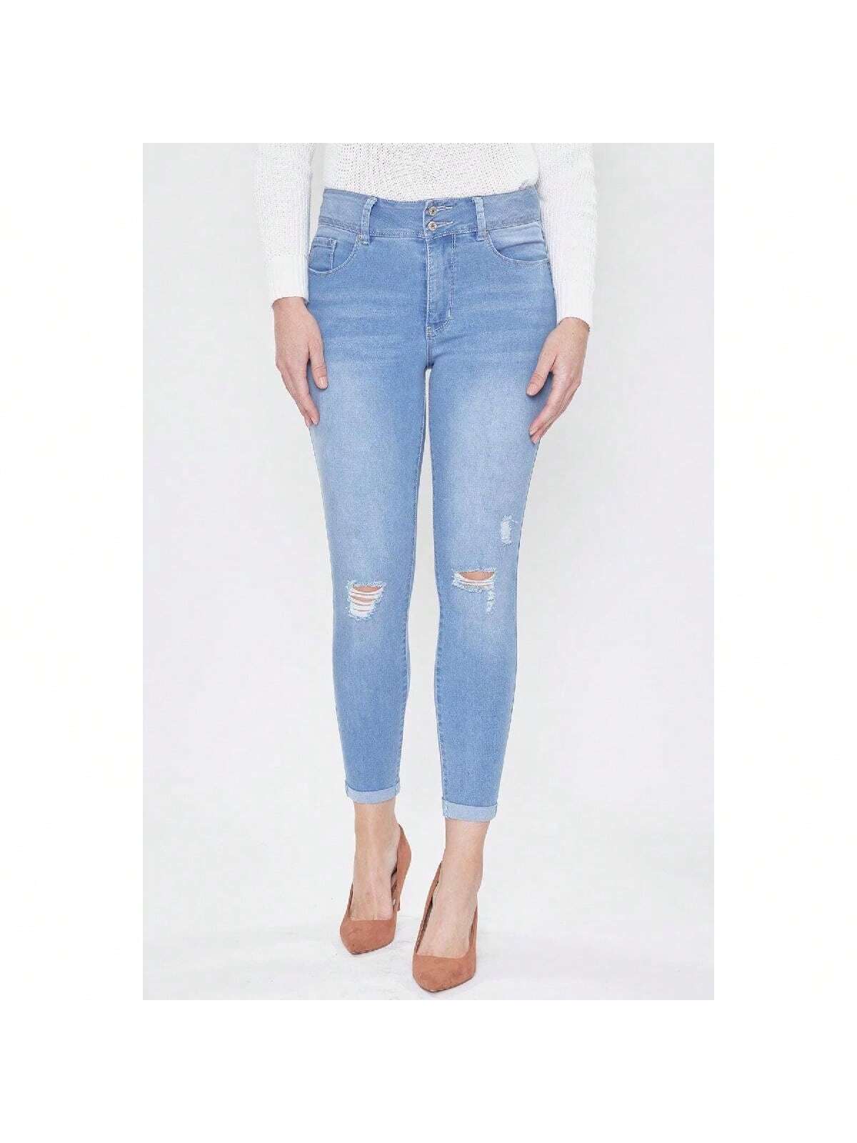 Tummy Control 2 Button Rolled Cuff Jeans 