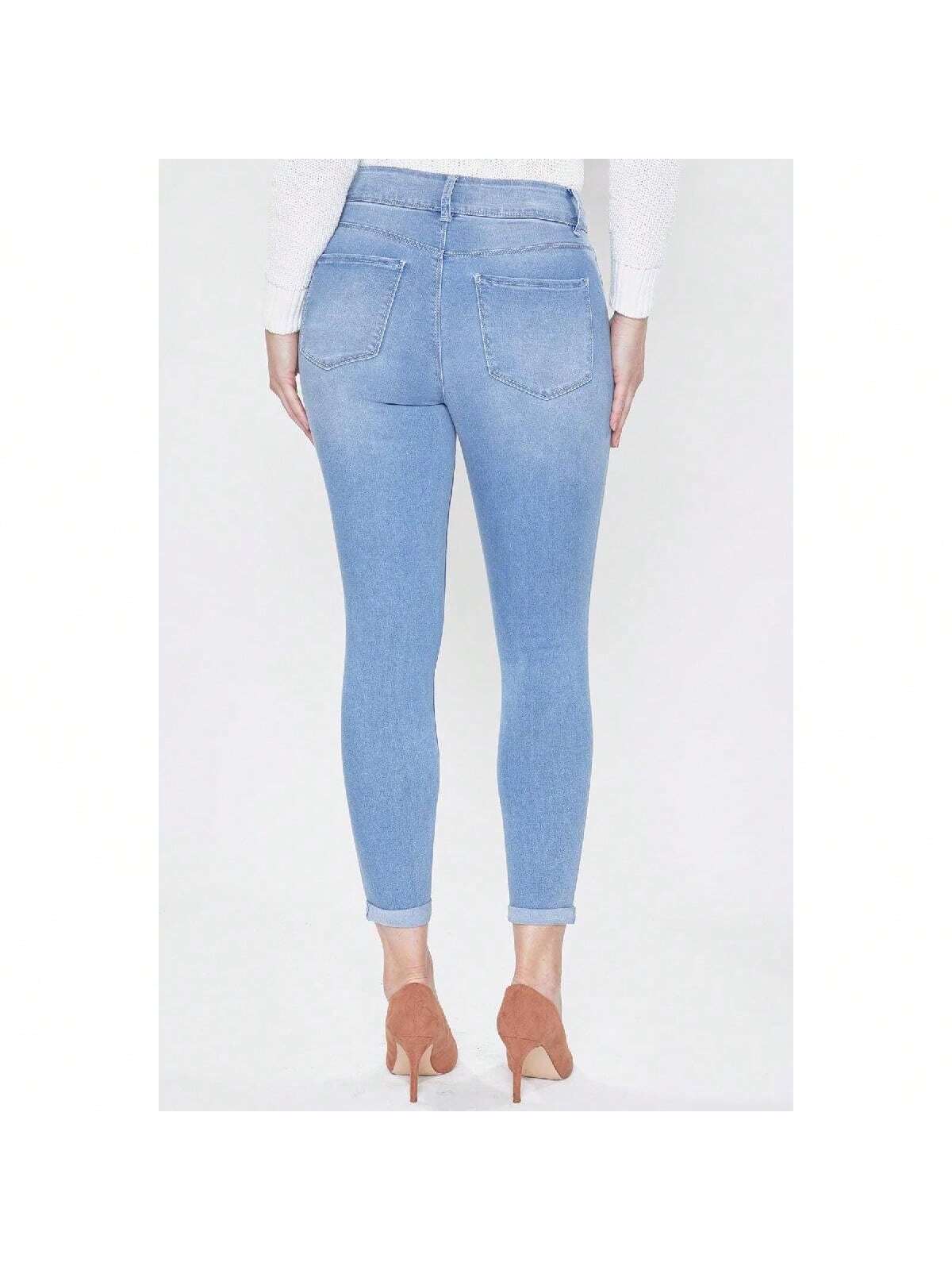 Tummy Control 2 Button Rolled Cuff Jeans 