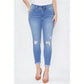 Tummy Control 2 Button Rolled Cuff Jeans 