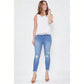 Tummy Control 2 Button Rolled Cuff Jeans 