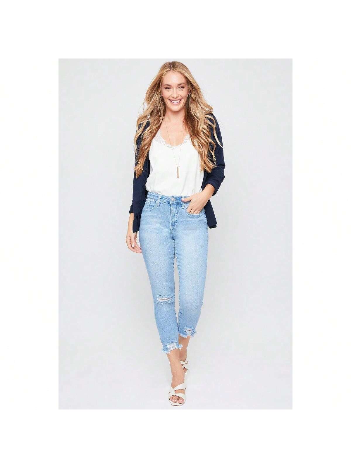 High Rise Vintage Straight Fray Hem Jeans 