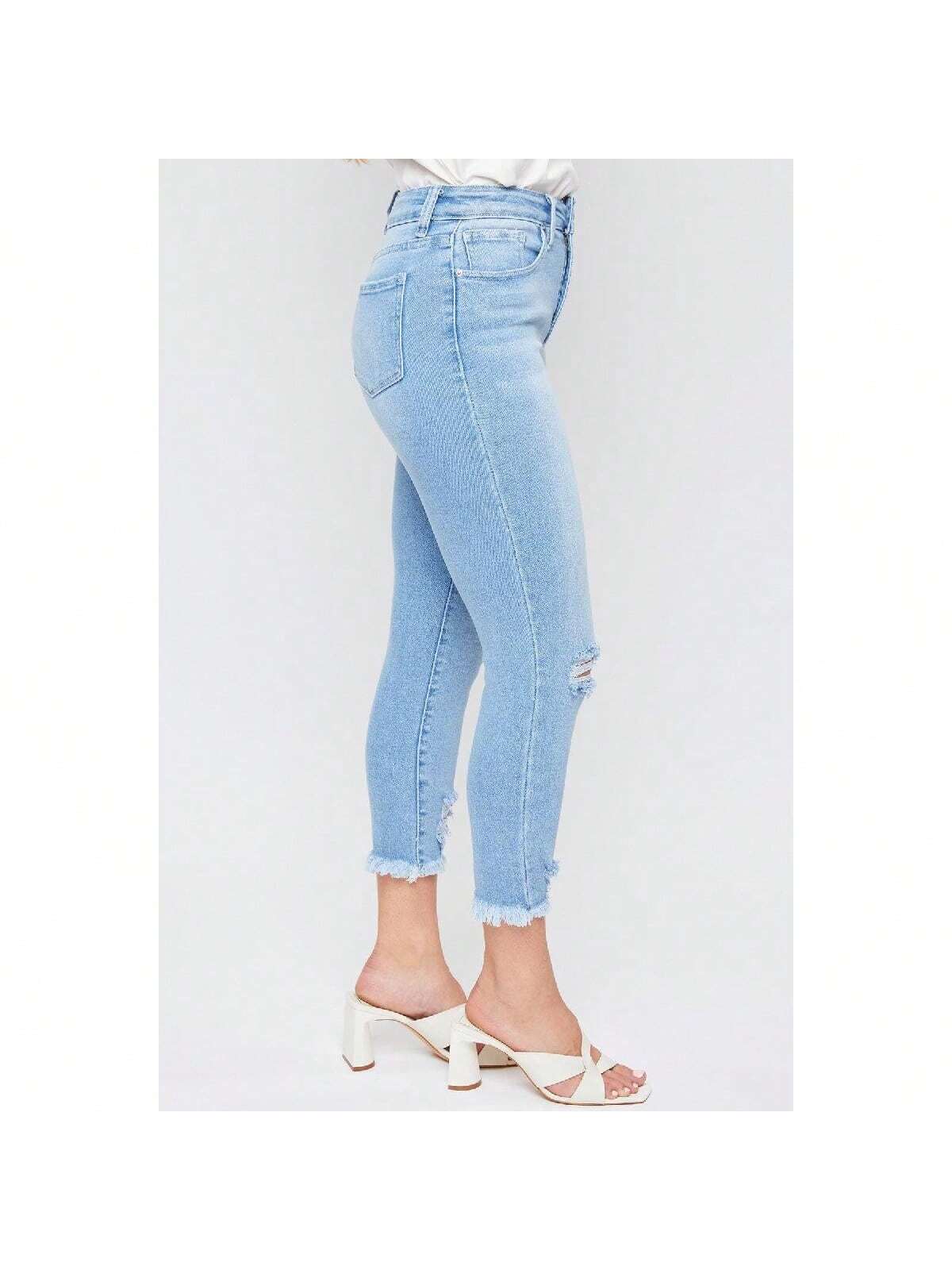 High Rise Vintage Straight Fray Hem Jeans 