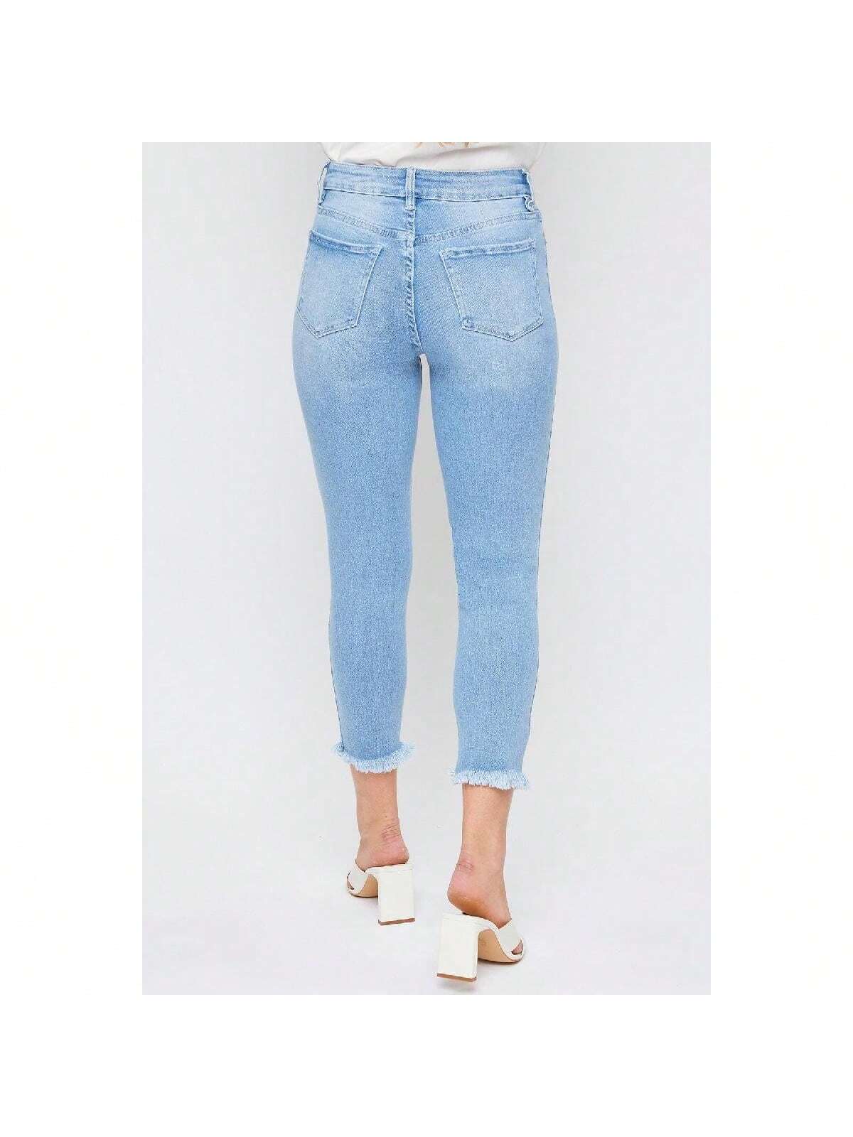 High Rise Vintage Straight Fray Hem Jeans 