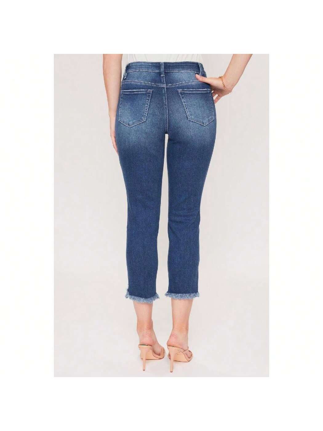 High Rise Vintage Straight Fray Hem Jeans 