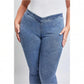 Plus Low-Rise V-Front Pull On Flare Jeans 