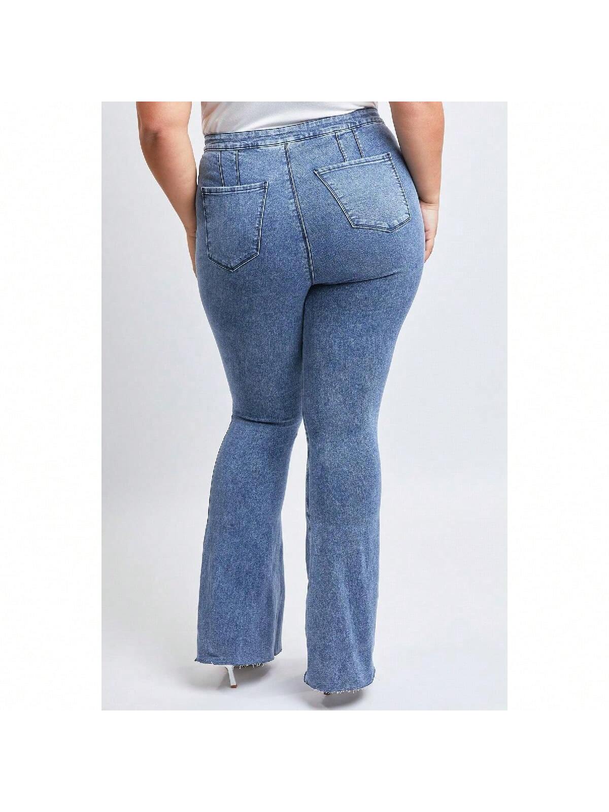 Plus Low-Rise V-Front Pull On Flare Jeans 