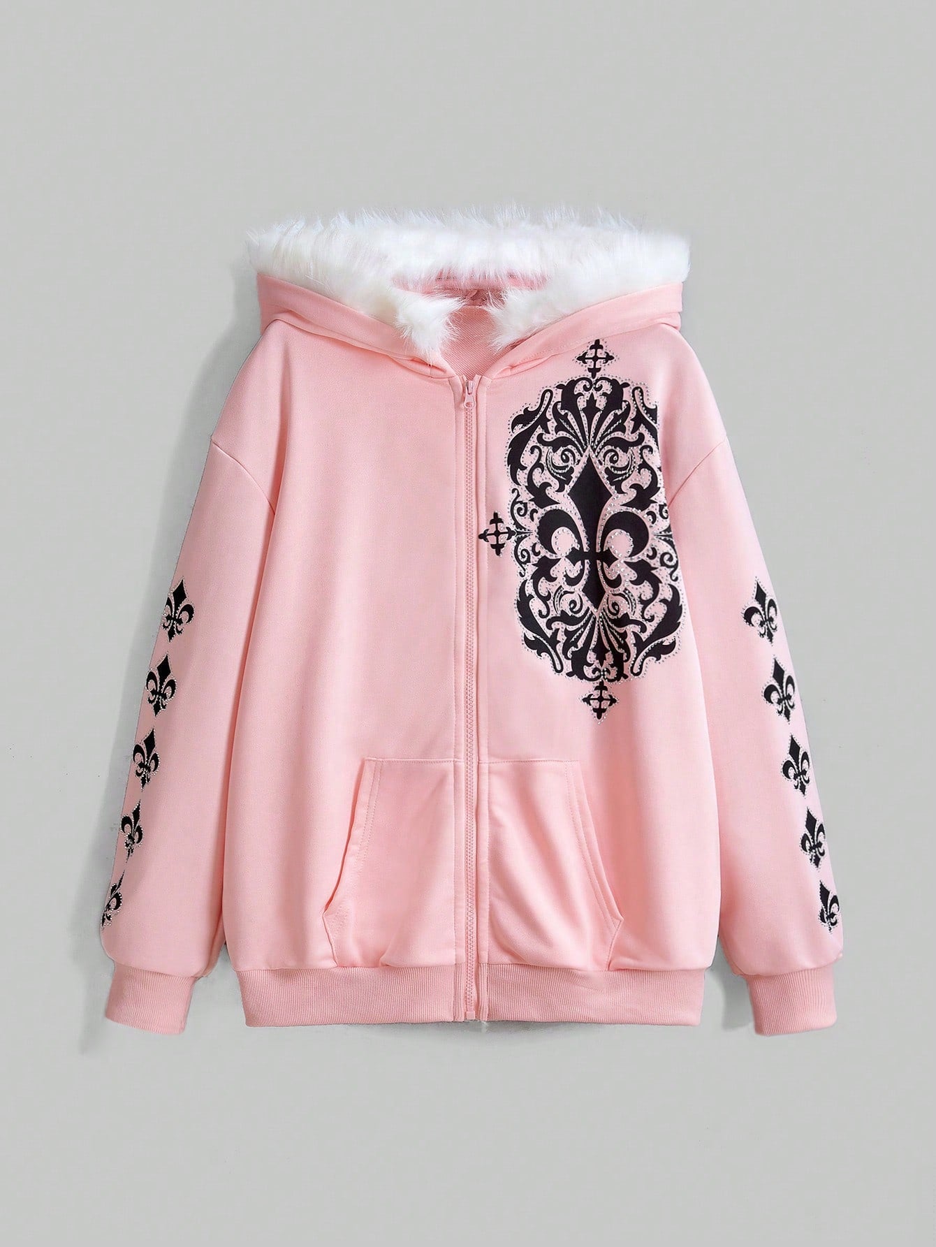 Fairycore Hooded Sweatshirt With Rhineston 