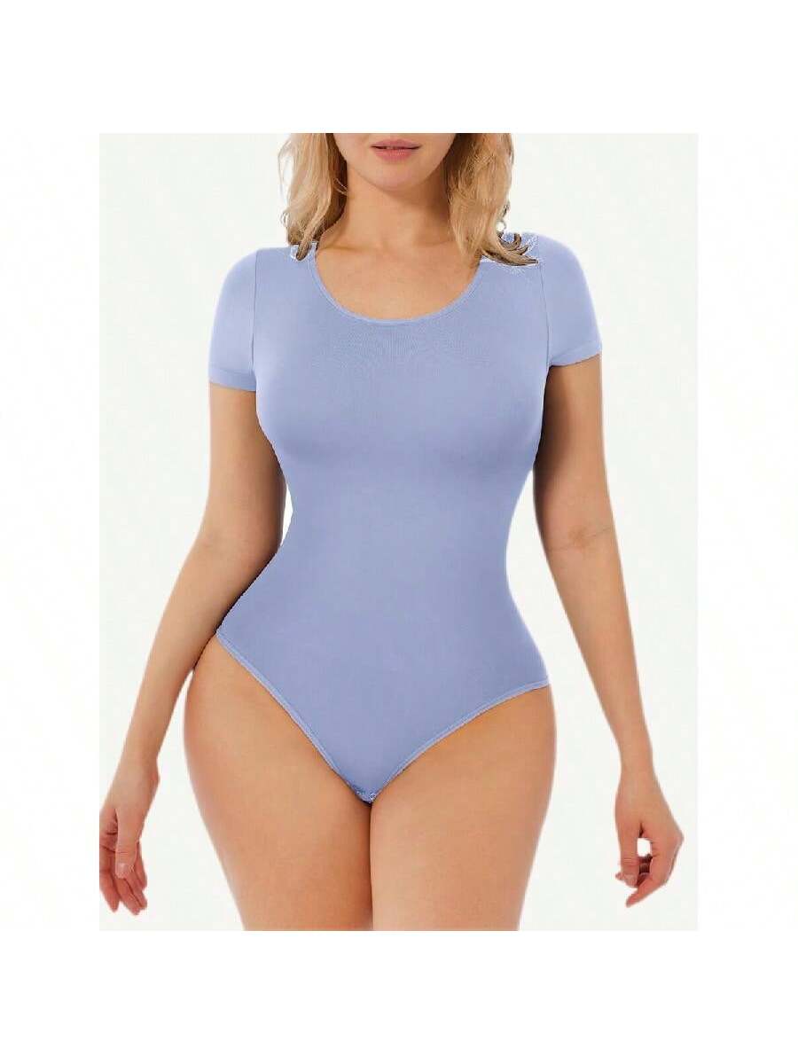 One-Piece Short-Sleeved Thong Bodysuit 