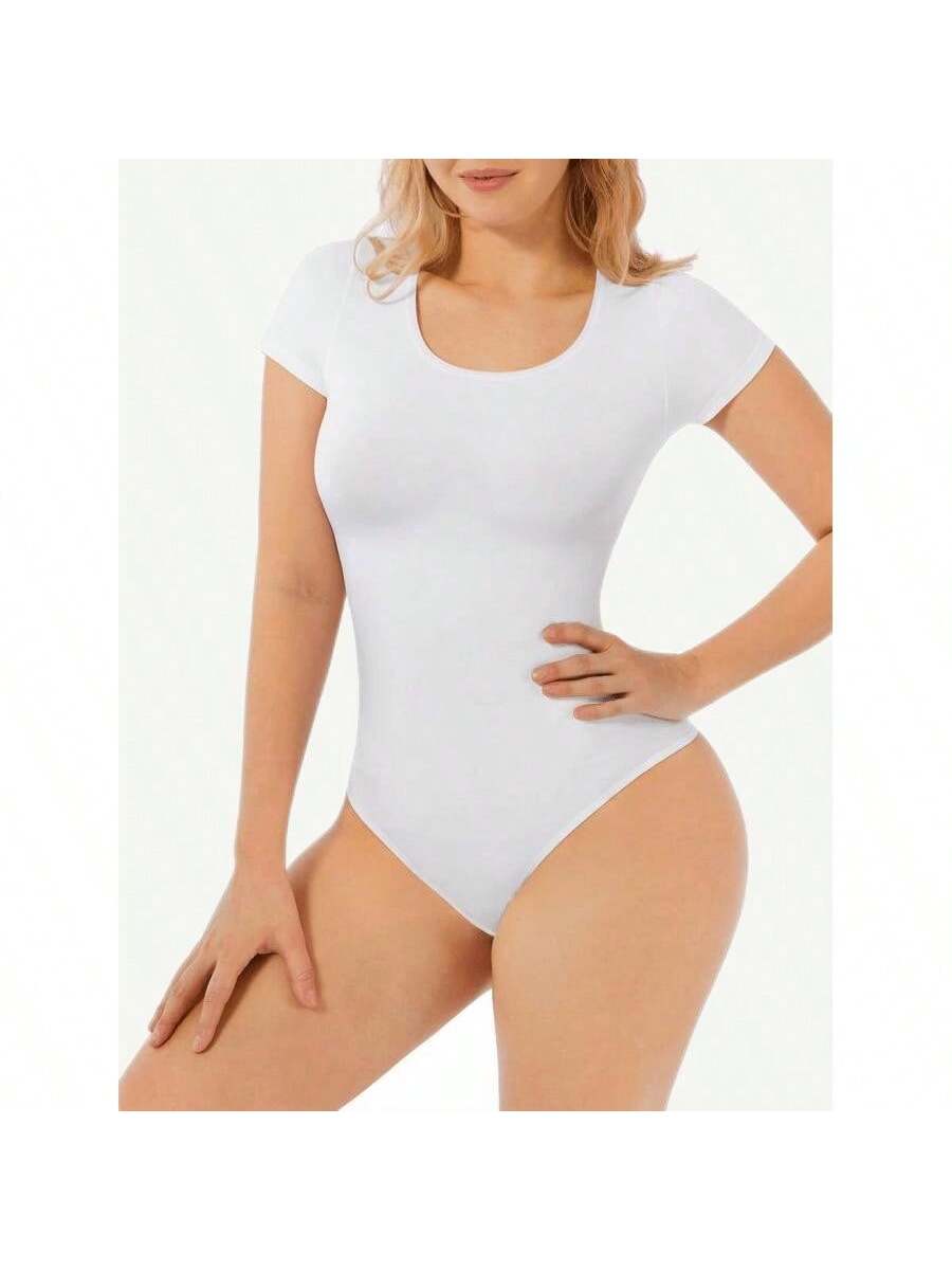 One-Piece Short-Sleeved Thong Bodysuit 