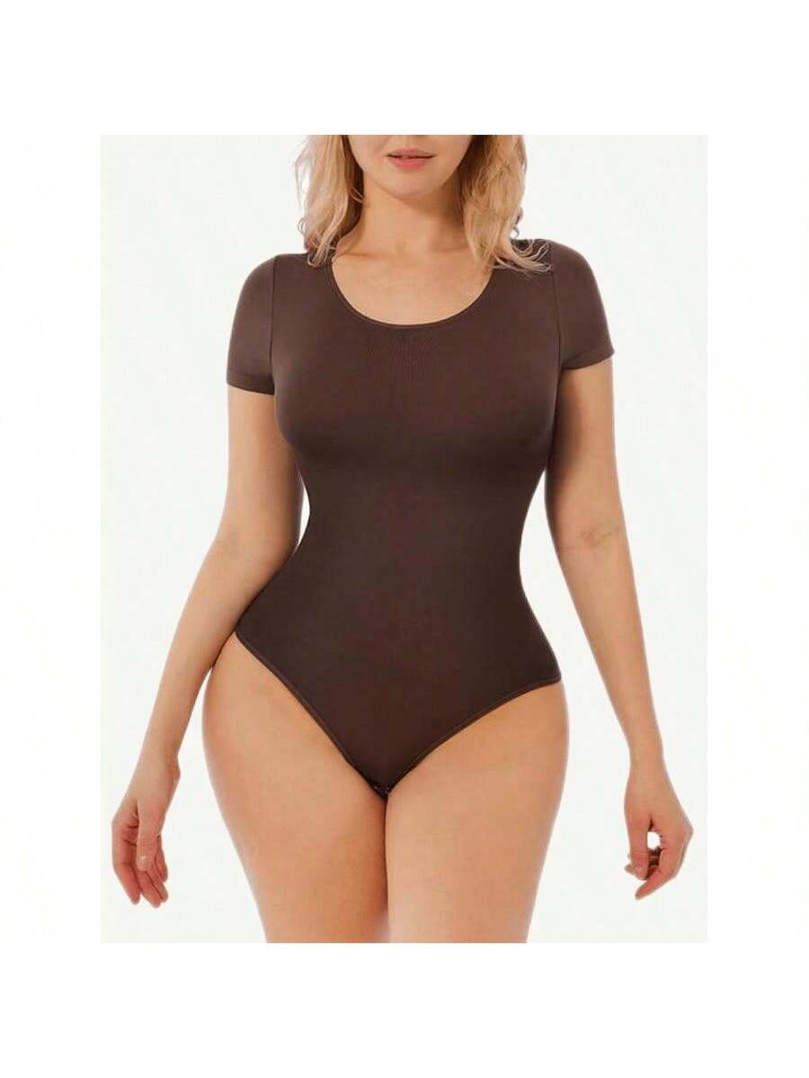 One-Piece Short-Sleeved Thong Bodysuit 