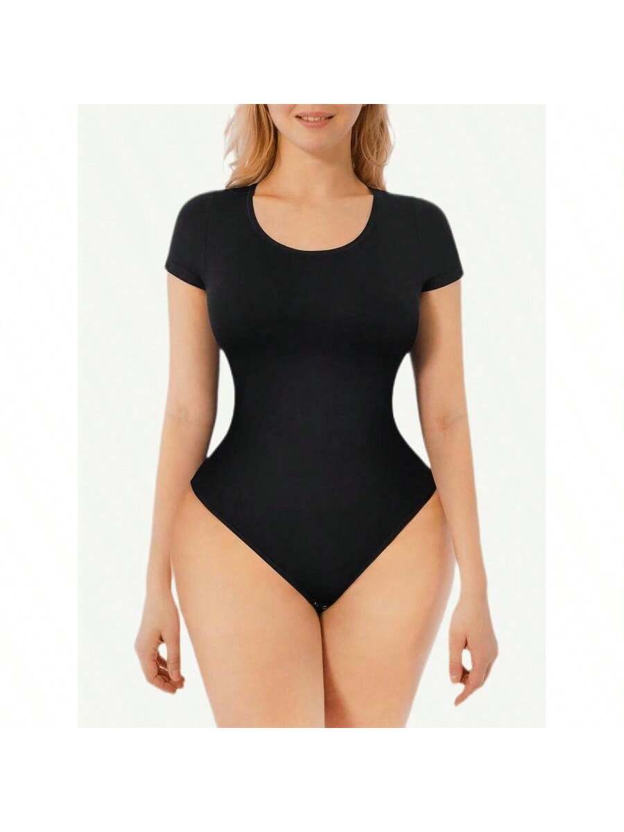 One-Piece Short-Sleeved Thong Bodysuit 