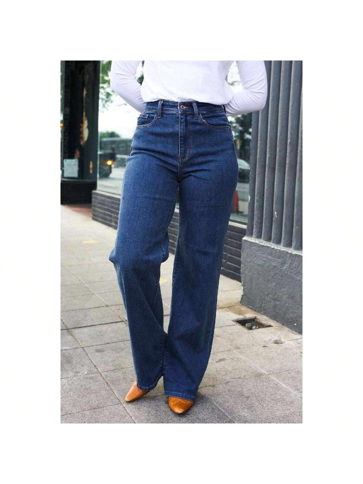 Judy Blue Medium Wash High Waist Wide Leg Jeans 