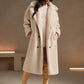 Anewsta Faux Fur Collar Long Sleeve Coat 