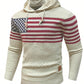 American Flag Pattern Drawstring Hooded Sweater 