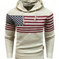 American Flag Pattern Drawstring Hooded Sweater 