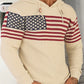 American Flag Pattern Drawstring Hooded Sweater 