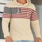 American Flag Pattern Drawstring Hooded Sweater 