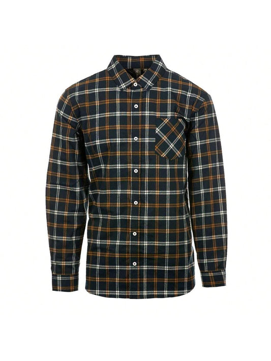 Burnside Yarn-Dyed Long Sleeve Dark Khaki Shirt 