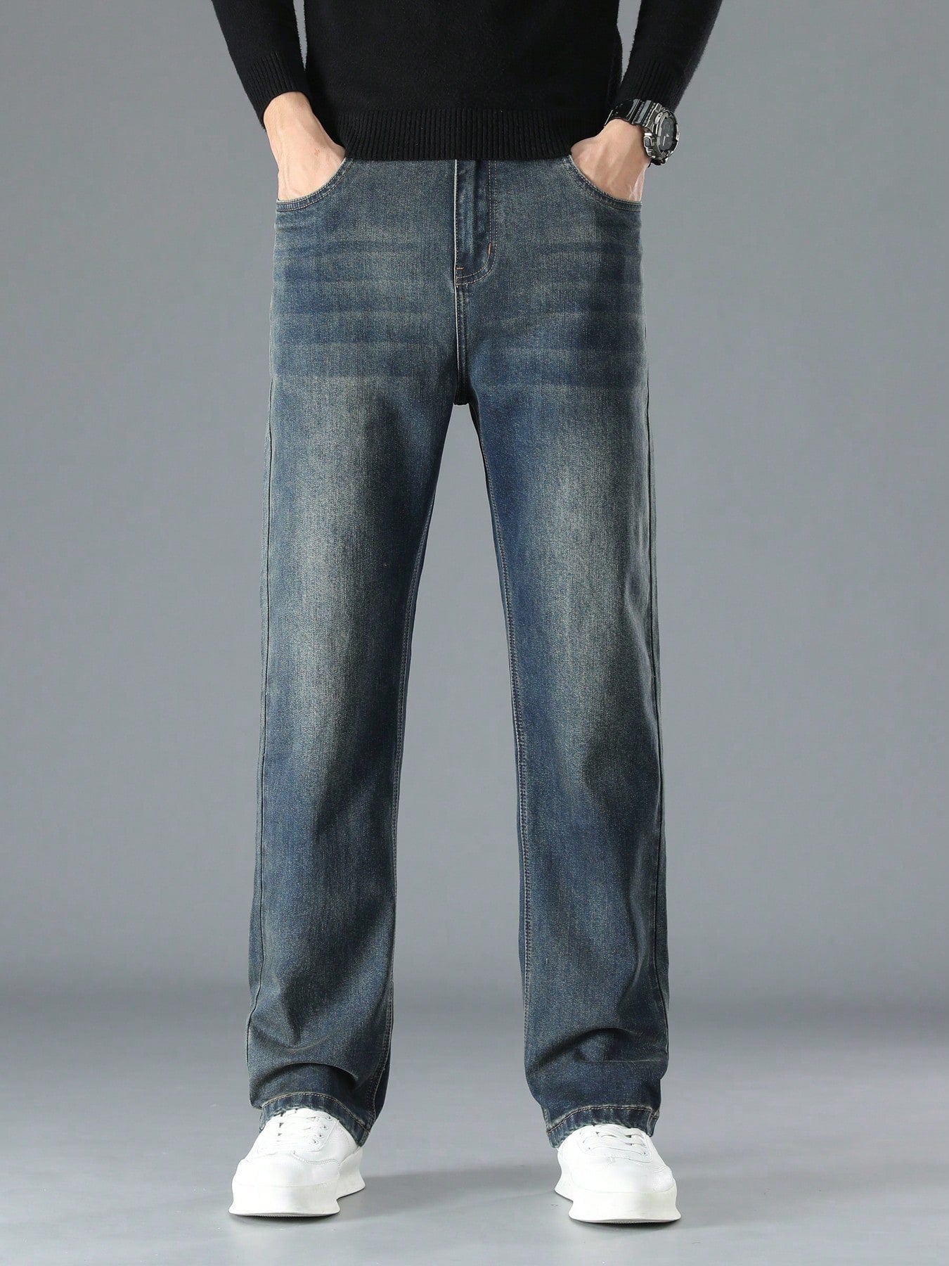 Men's Casual Versatile Stretch Jeans – Mid-Waist, Comfortable 