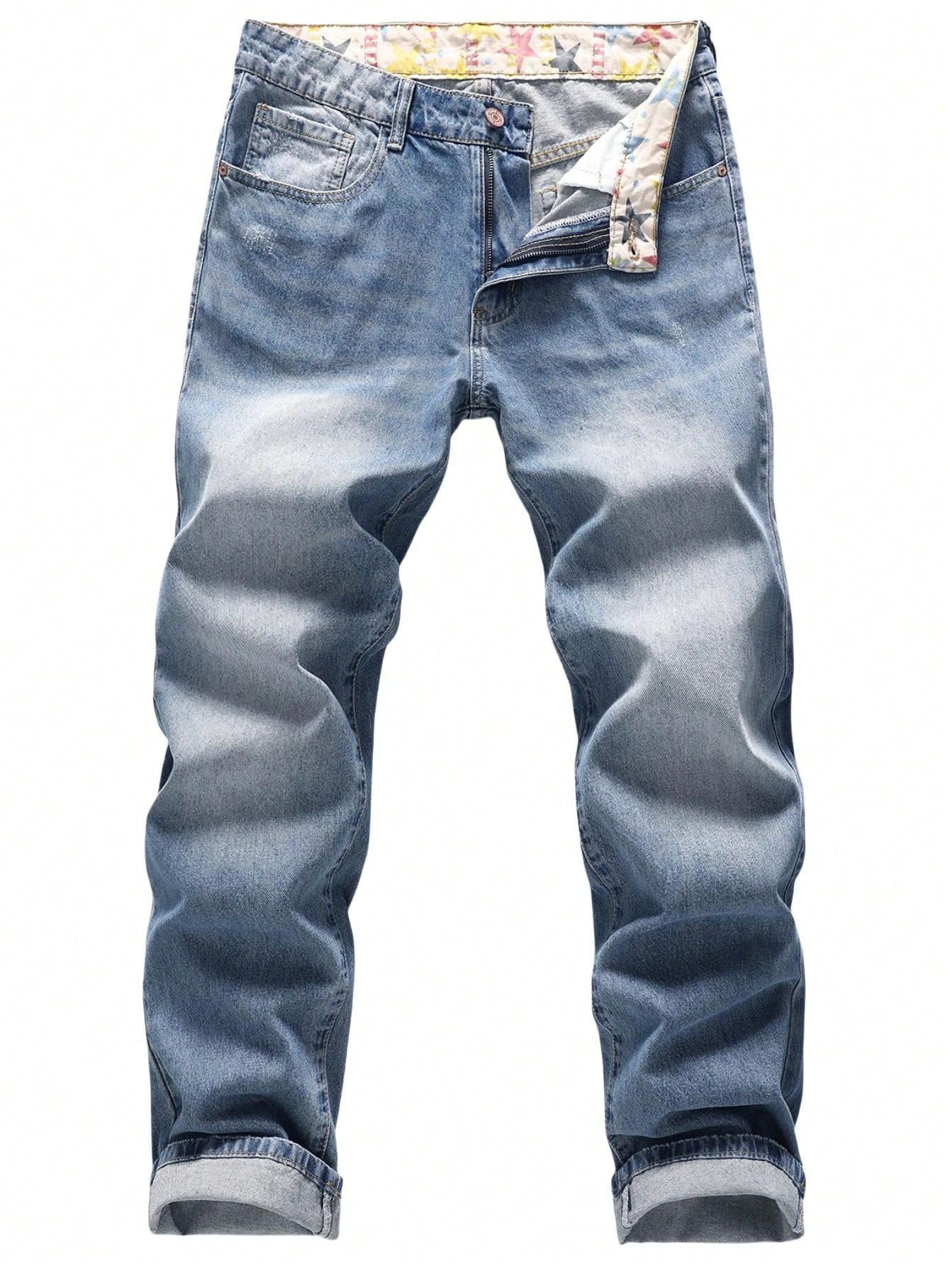 Men's Casual Versatile Stretch Jeans, Loose Casual Jeans, Straight Mid-Waist Fashion Versatile Spring And Fall Jeans, Suitable For Daily, Business, Outdoor 