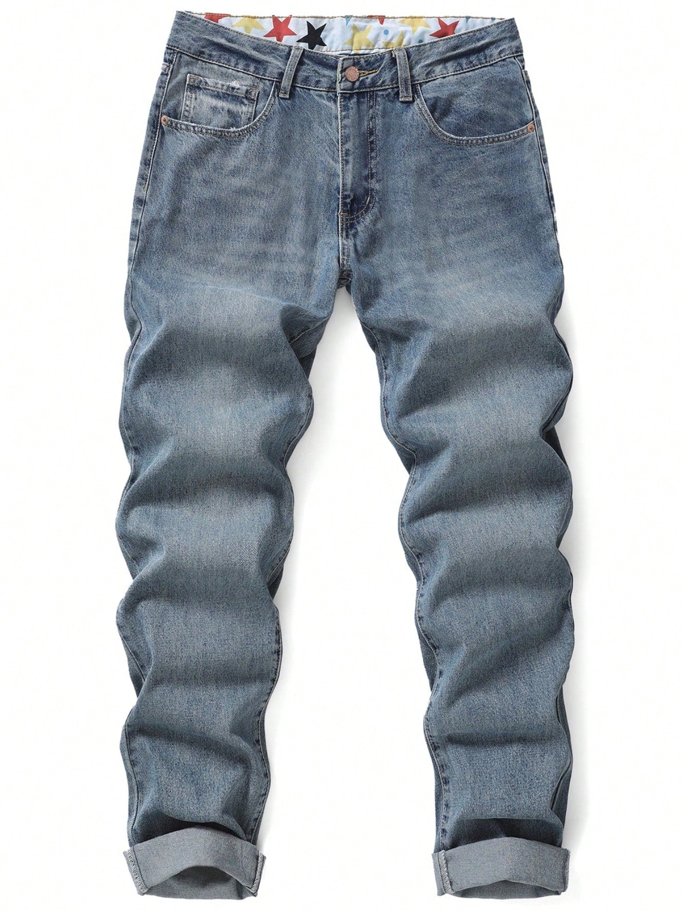 Men's Non-Stretch Regular Fit Straight-Leg Denim Pants Jeans 