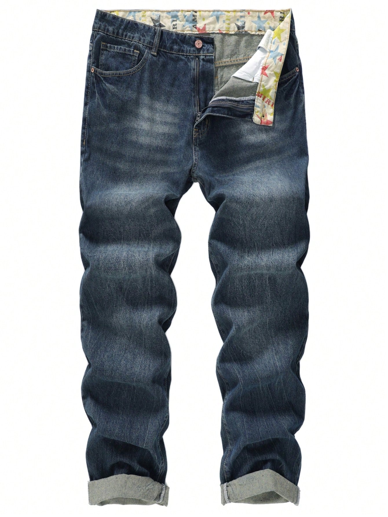 Men's Non-Stretch Regular Fit Straight-Leg Denim Pants Jeans 