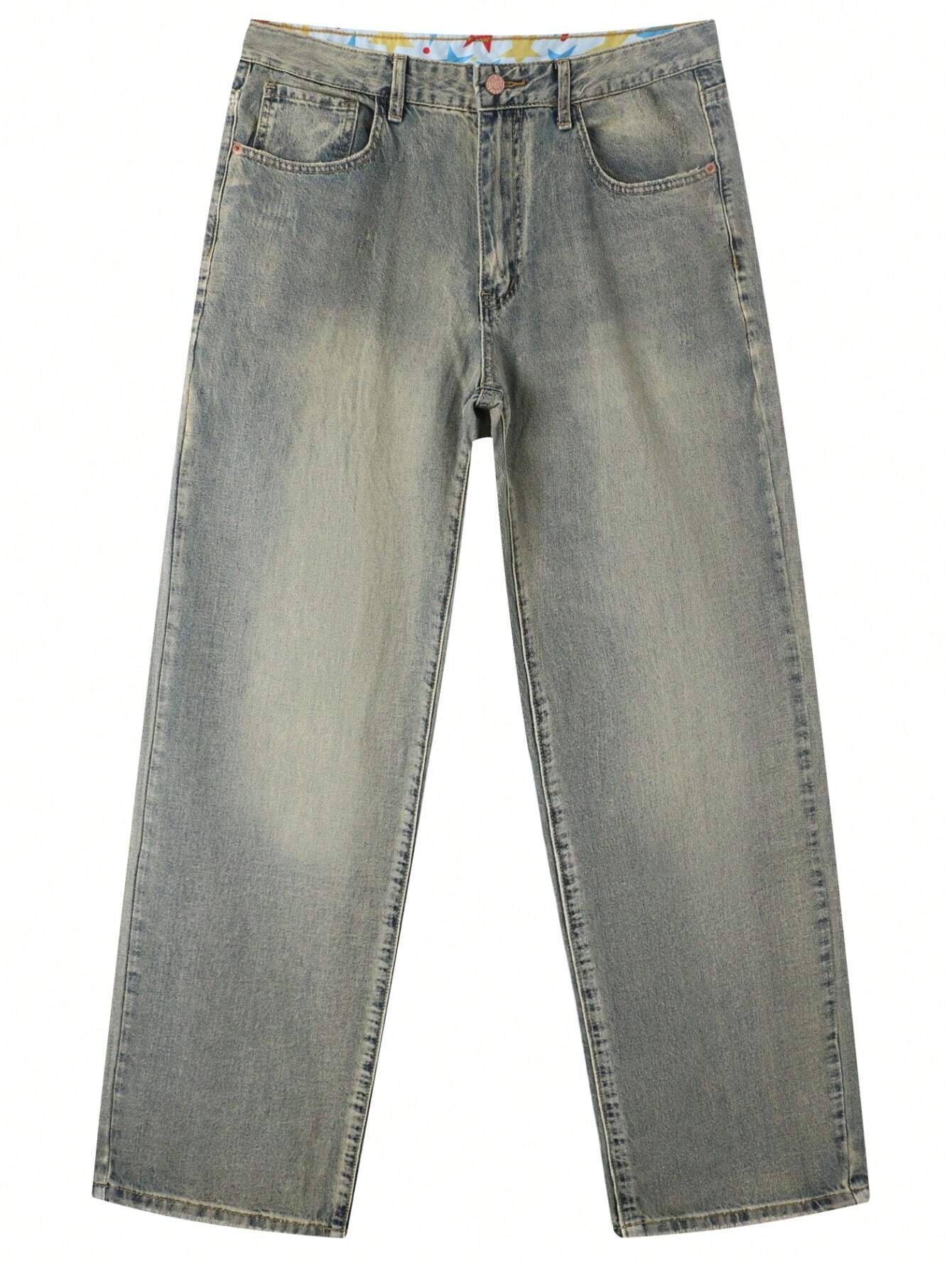 Men's Non-Stretch Regular Fit Straight-Leg Denim Pants Jeans 