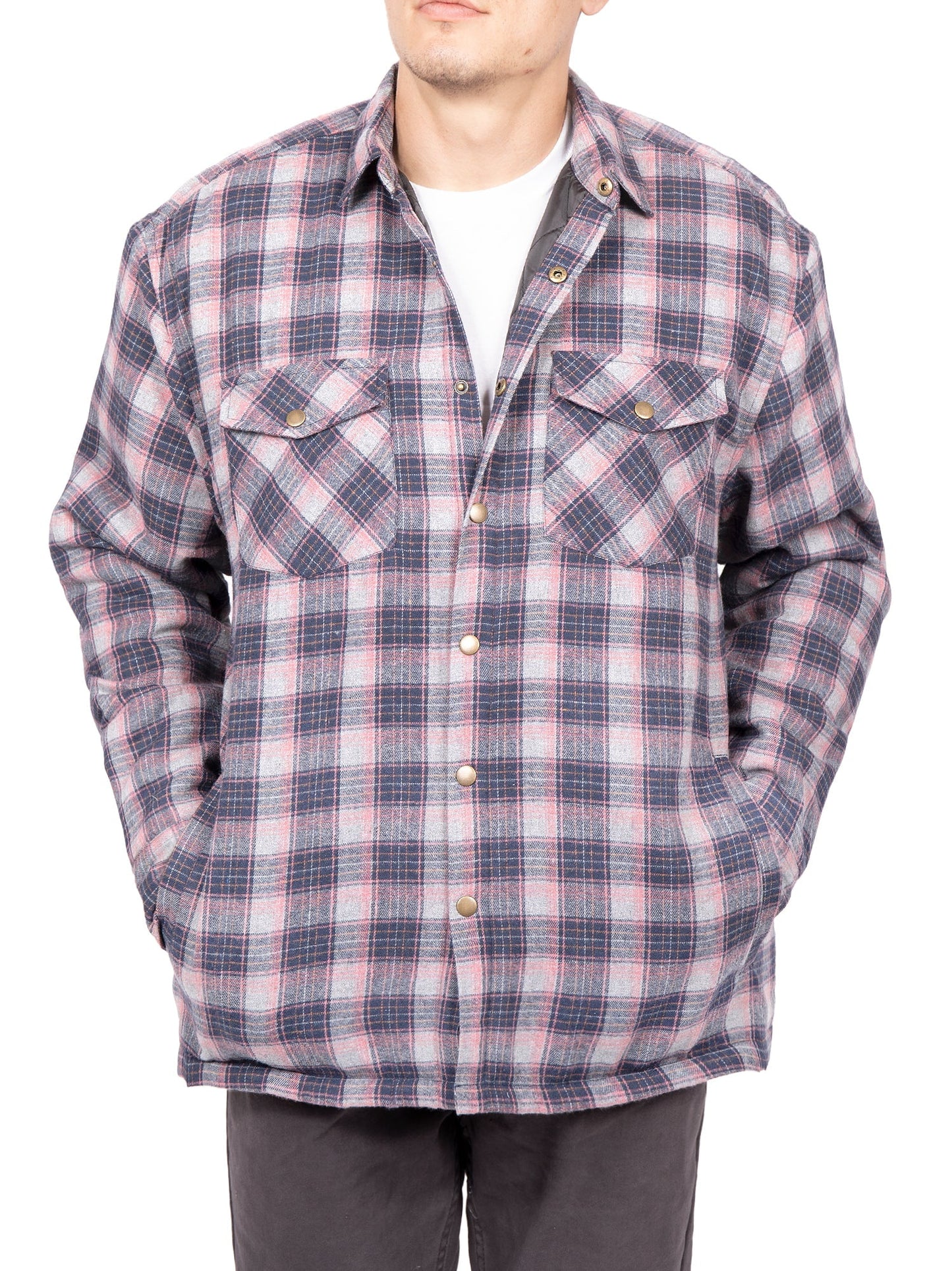 Visive Men's Sherpa-Lined Flannel Jacket - Button-Up Jacket 